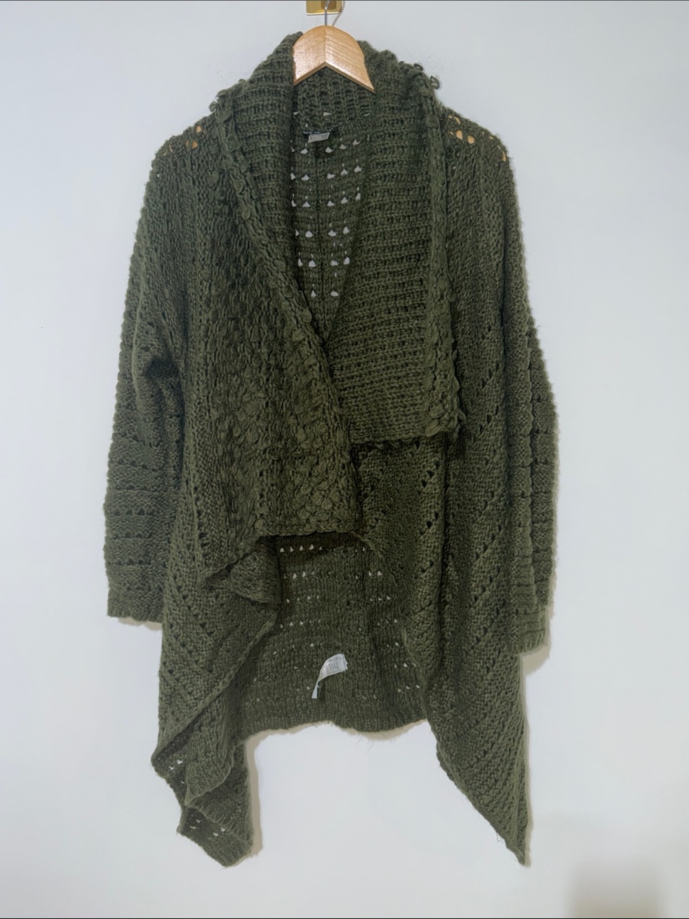 Venus Olive Green Chunky Open-Front Women’s Sweater Cardigan size medium